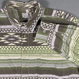Sostanza Mens XL Southwestern Geometric Aztec Print Cotton‎ Button Down Shirt